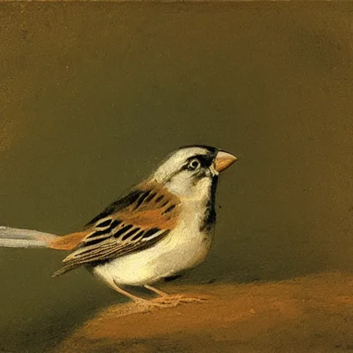 Image similar to a sparrow, by Goya, oil on canvas