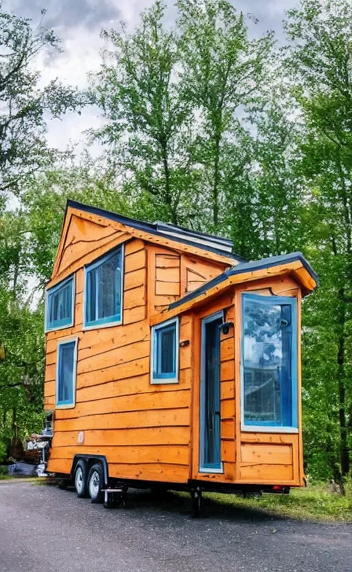 Image similar to tiny home that looks exactly like kamianets - podilskyi castle, but on a trailer