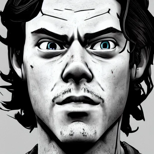 Image similar to harry styles portrait, borderlands, tales from the borderlands, the wolf among us, comic, cinematic lighting, studio quality, 8 k