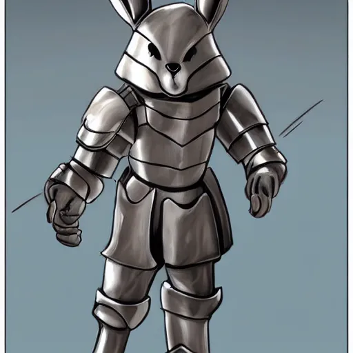 Image similar to hyper realistic bunny in shining knight armor.