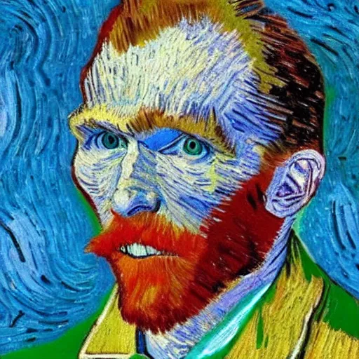 Prompt: Portrait of Jerma smiling, Vincent van Gogh painting