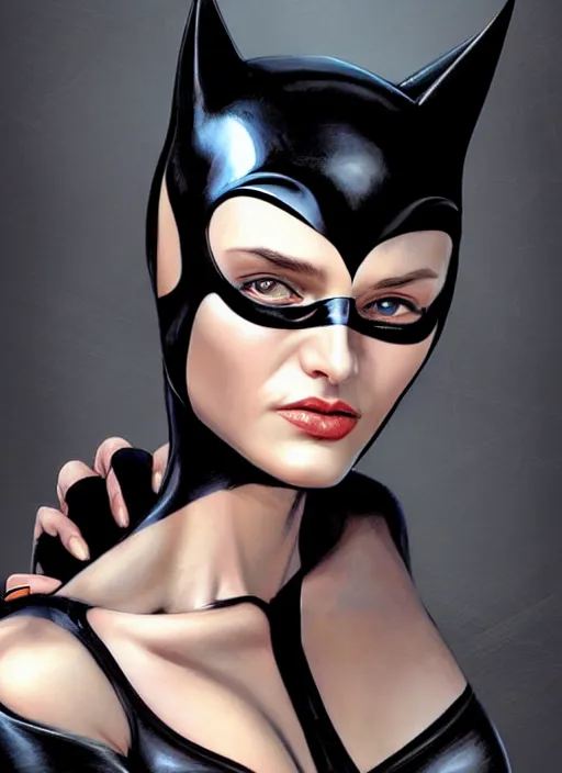 Prompt: A beautiful portrait of a Daria Strokous as Catwoman from Batman with a duck face, digital art by Eugene de Blaas and Ross Tran, vibrant color scheme, highly detailed, in the style of cinematic, artstation, Greg rutkowski