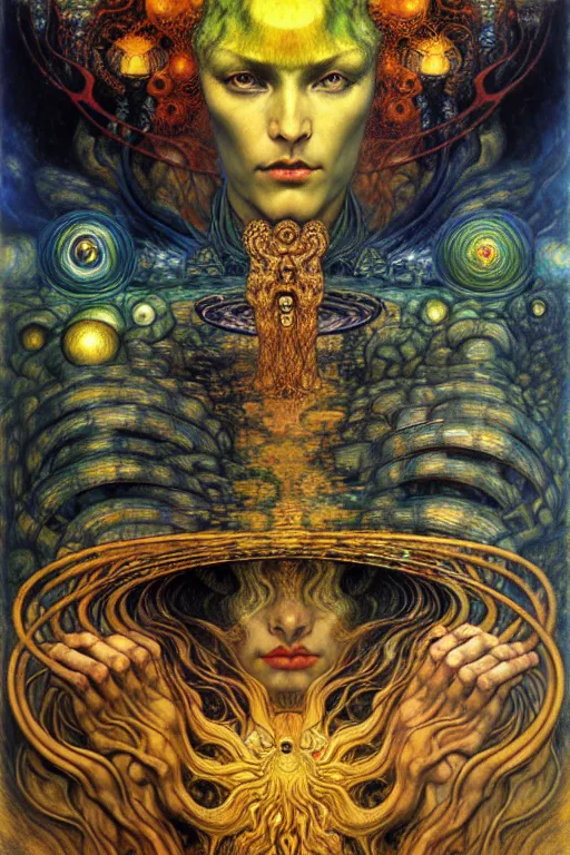 Image similar to Divine Chaos Engine by Karol Bak, Jean Delville, William Blake, Gustav Klimt, and Vincent Van Gogh, symbolist, visionary