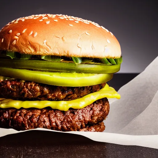 Prompt: professional photo of a hamburger with too many pickles, 4k, studio lighting