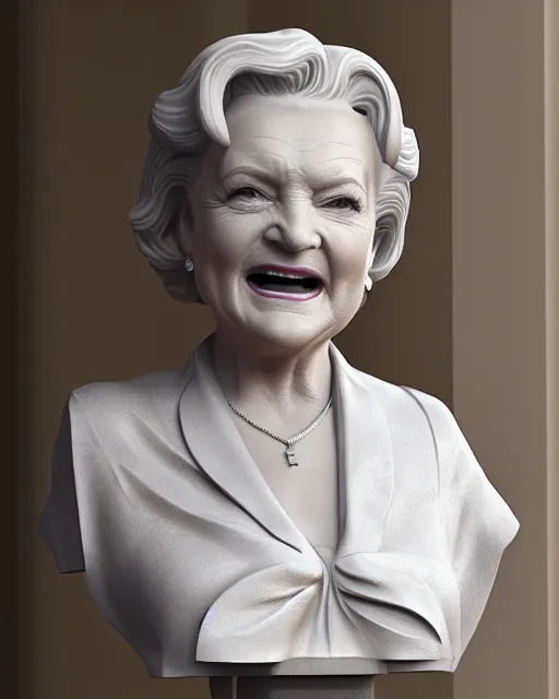 Image similar to A sculpture of Betty White by michelangelo, marble, volumetric lighting, Unreal Engine 5, Photorealistic