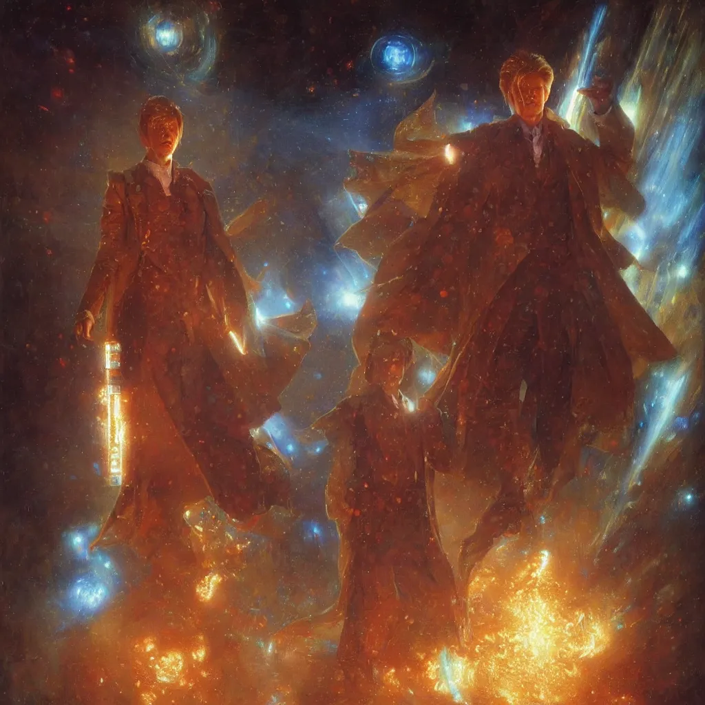 Image similar to david bowie as doctor who, radiant light, caustics, heroic, bright iridescent light, by gaston bussiere, bayard wu, greg rutkowski, maxim verehin