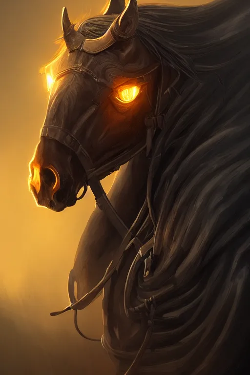 Image similar to a portrait of the horseman of the apocalypse, famine, grim - lighting, high - contrast, intricate, elegant, highly detailed, digital painting, artstation, concept art, smooth, sharp focus, illustration