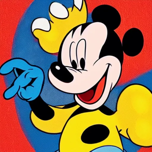 Image similar to zombie mickey mouse eating donald duck