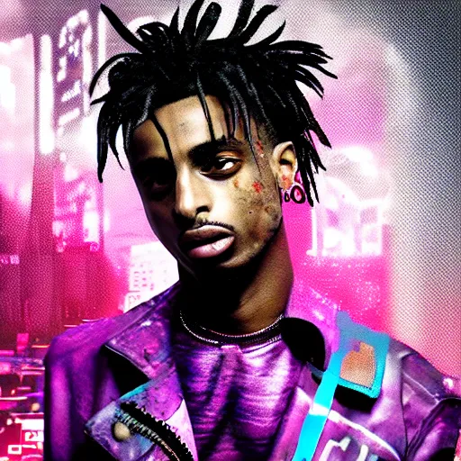 Image similar to playboi carti in cyberpunk style digital art 4 k the detailed super realistic