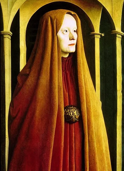 Image similar to beautiful circe, art by jan van eyck