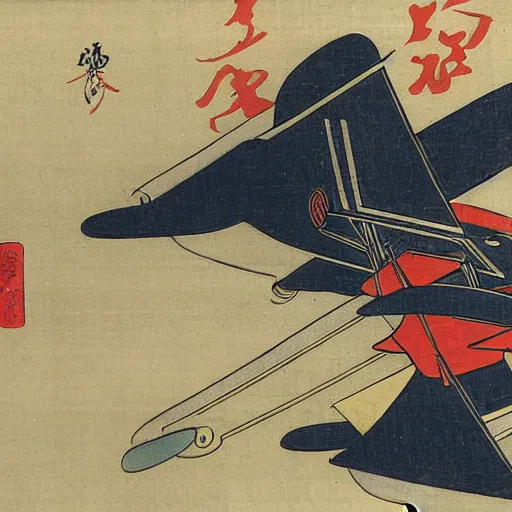 Image similar to an airplane, ukiyo-e by Utagawa Kuniyoshi