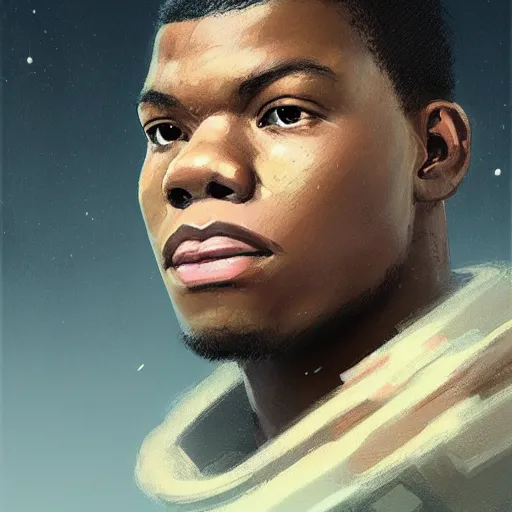 Image similar to portrait of a man by greg rutkowski, young jedi kinght that looks like john boyega, wearing jedi robes, star wars expanded universe, he is about 3 0 years old, highly detailed portrait, digital painting, artstation, concept art, smooth, sharp foccus ilustration, artstation hq