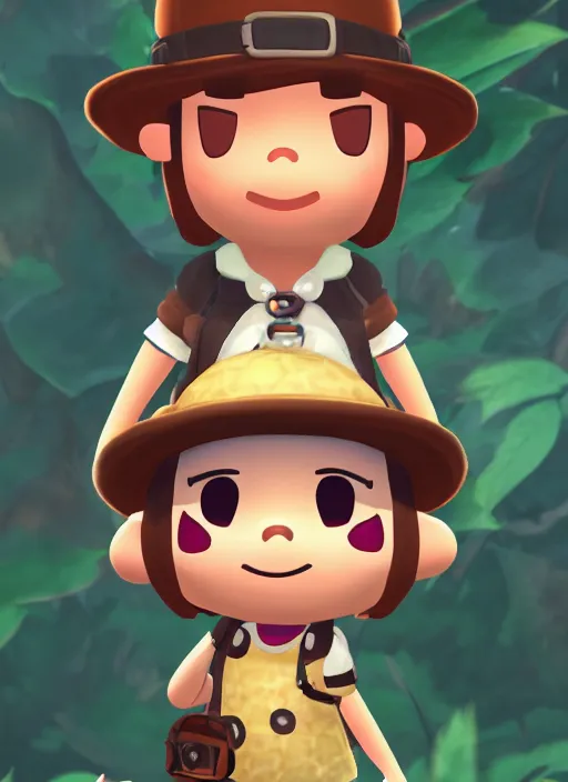 Prompt: female explorer mini cute girl, adoptable, highly detailed, rendered, ray - tracing, cgi animated, 3 d demo reel avatar, style of maple story and animal crossing, maple story indiana jones, cool clothes, soft shade, soft lighting, portrait pose