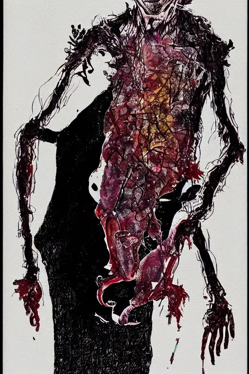 Image similar to Joe Biden full body shot, Body horror, biopunk, by Ralph Steadman, Francis Bacon, Hunter S Thompson