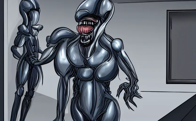 Image similar to Xenomorph in office dress