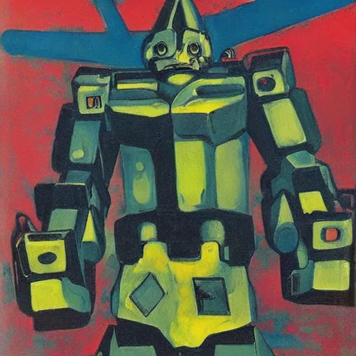 Prompt: combat mecha by emil nolde, david salle