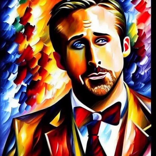 Image similar to ryan gosling in style of leonid afremov