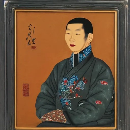 Image similar to a portrait of tang seng in a spaceship