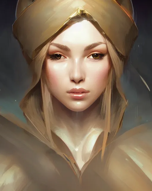 Image similar to head and shoulders portrait of a beautiful female cleric by Stanley Artgerm Lau, WLOP, Rossdraws, frank frazetta, Andrei Riabovitchev, Marc Simonetti, tranding on artstation