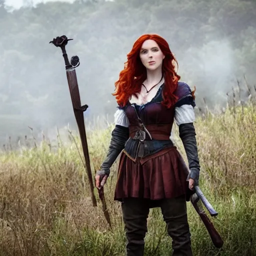 Image similar to Film still. Triss Merrigold. The Witcher. Live action.