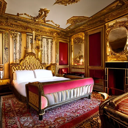 Image similar to bedroom at extremely expensive victorian - era hotel in london. high - fashion boutique hotel. detailed beautiful photography.