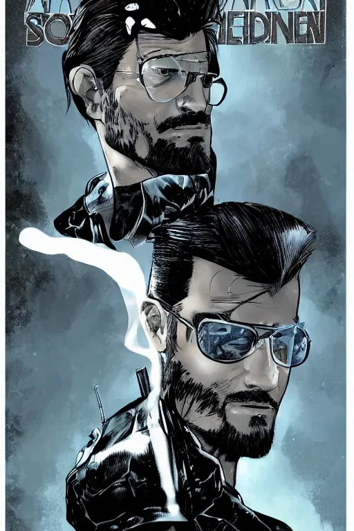 Image similar to adam jensen on a book cover by will eisner