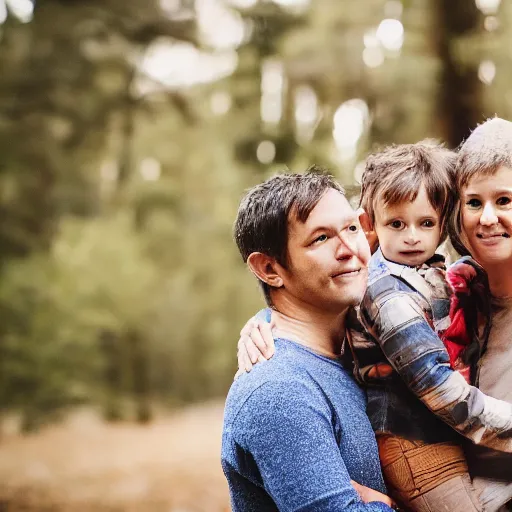 Prompt: a family who are built out of wood, 5 0 mm lens, f 1. 4, sharp focus, ethereal, emotionally evoking, head in focus, volumetric lighting, 8 k