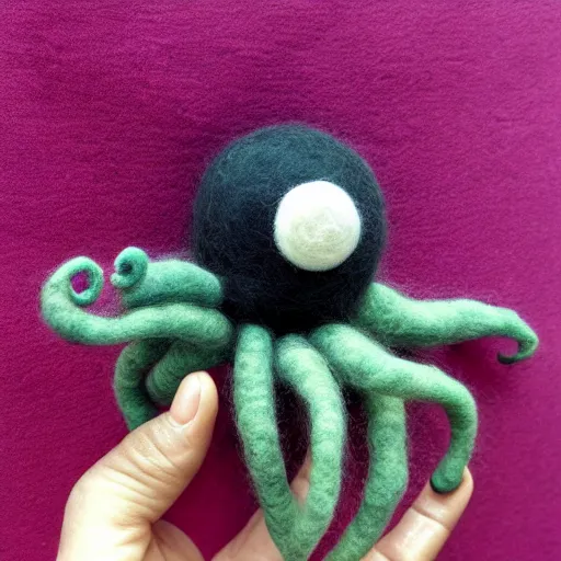 Image similar to a needle felted octopus, needle felting art.