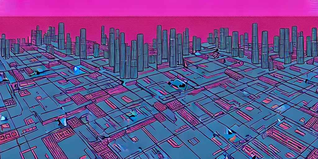 Image similar to areal view of mechanical futuristic utopian brutalist city in the style of Akira!