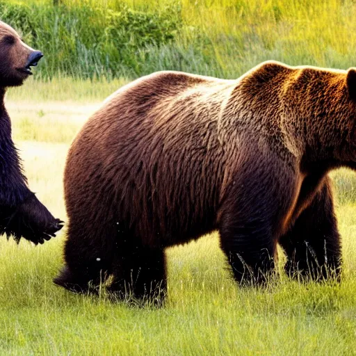 Image similar to film still of a bear and a bull movie 4k