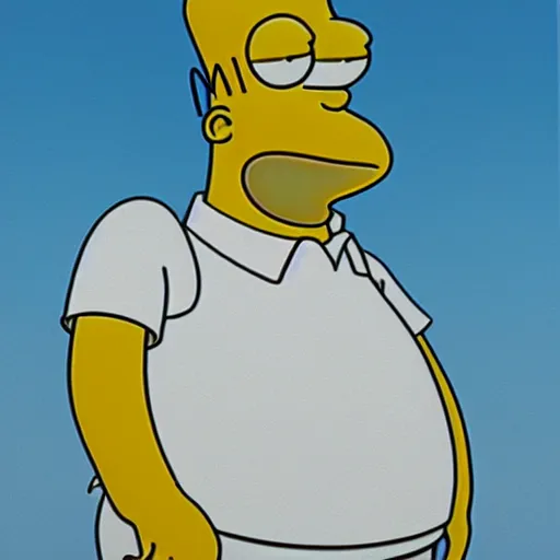 Prompt: portrait photo of Homer Simpson in real life