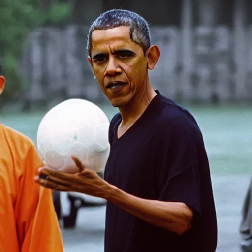 Prompt: Movie still of Barack Obama in Shaolin Soccer