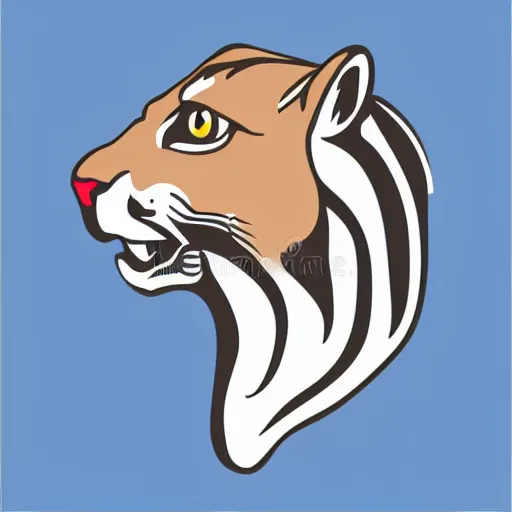 Image similar to a profile vector illustration of a cougar head blue white