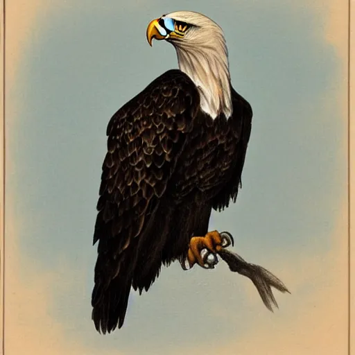 Image similar to eagle, bald, realistic, perched