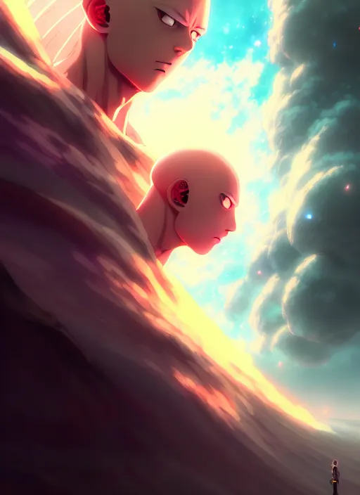 Saitama Wallpaper Sitting by the shore : r/AiAnimeArt