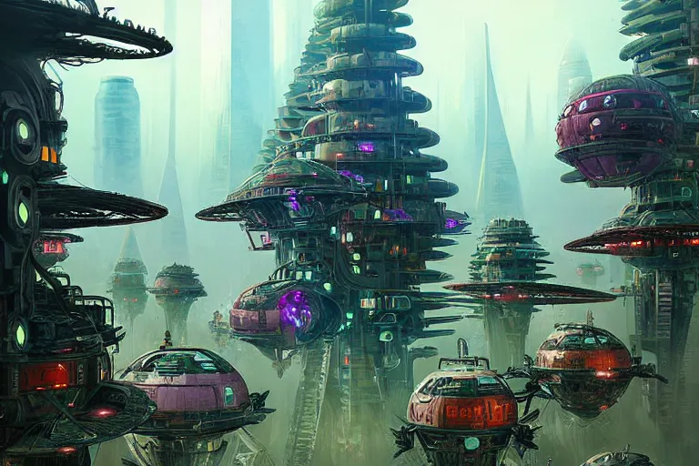 Prompt: beetpunk city on endor, hyper detailed, by alejandro burdisio,