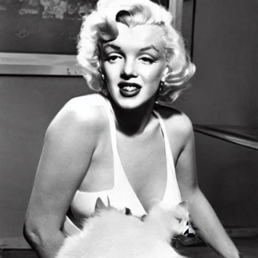 Image similar to marilyn monroe in her famous white dress as a cat