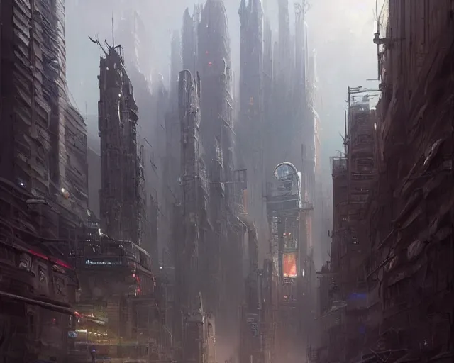 Image similar to great 5-dimensional city, a sci-fi digital painting by Greg Rutkowski and James Gurney, trending on Artstation, eerily beautiful, highly detailed