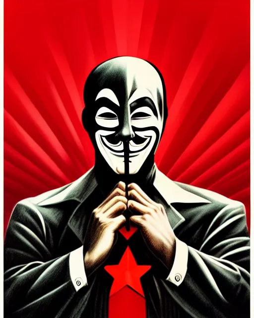 Image similar to anonymous pointing towards viewer in the style of cuban communist propaganda poster art in the year 1 9 8 7 ultra realistic, concept art, intricate details, highly detailed, photorealistic, octane render, 8 k, unreal engine. art by artgerm and magali villeneuve in crimson - black color scheme