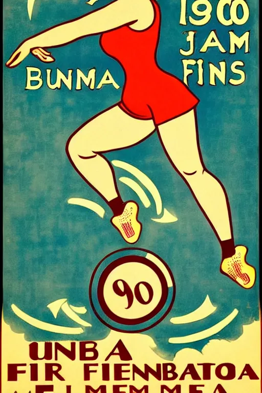 Image similar to 1900s zumba fitness art poster