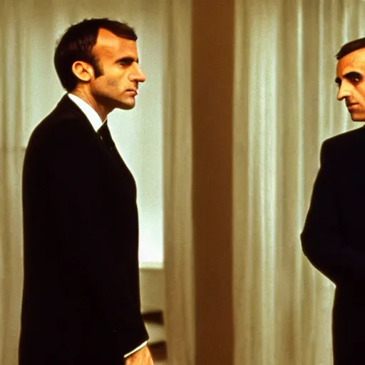 Image similar to Macron and Zemmour in American Psycho (1999)