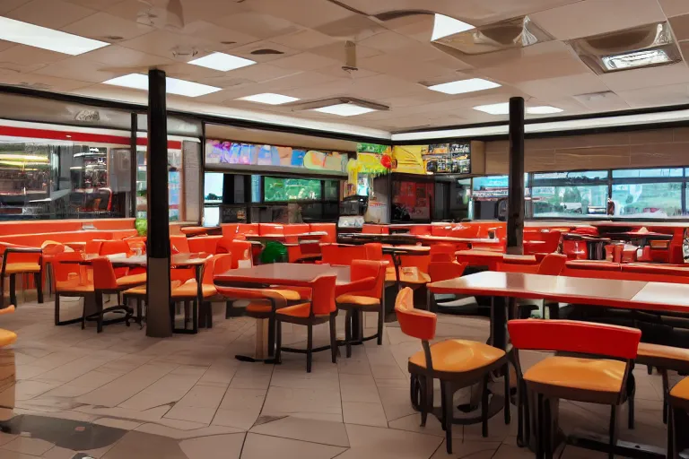 Image similar to y2k mcdonalds fractal 85mm f/11 interior photography