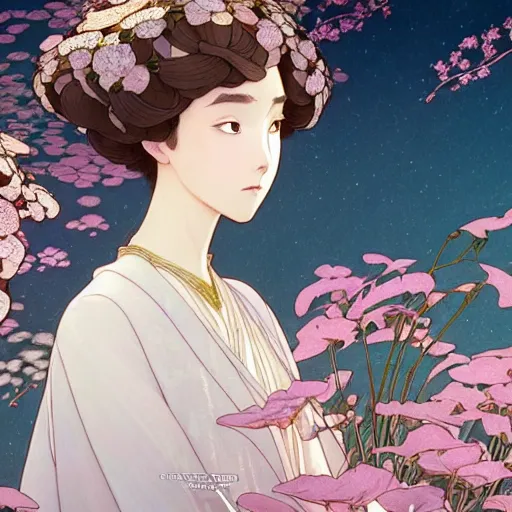 Image similar to a beautiful exquisite delicate hyperdetailed character design 4 k wallpaper illustration of a princess, victo ngai style, finely detailed perfect face delicate features directed gaze, style of studio ghibli, makoto shinkai, raphael lacoste, louis comfort tiffany, denoise, deblurring, artgerm, james jean, ross tran, alphonse maria mucha, chinese style