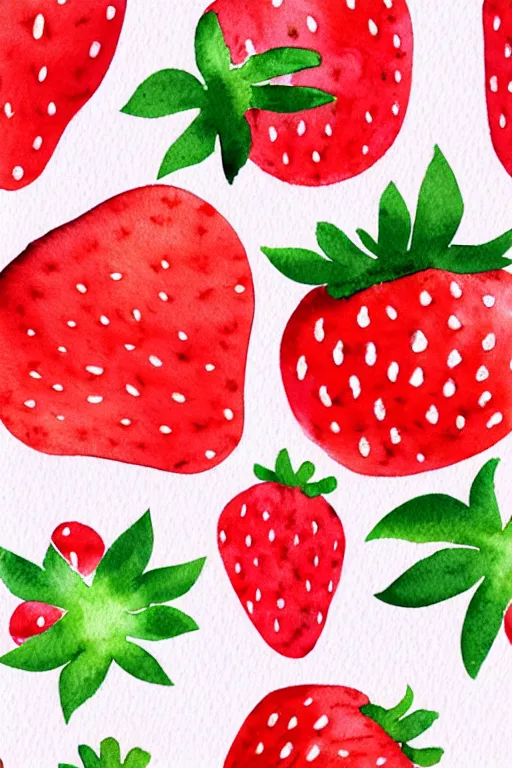 Image similar to minimalist watercolor art of strawberries, illustration, vector art