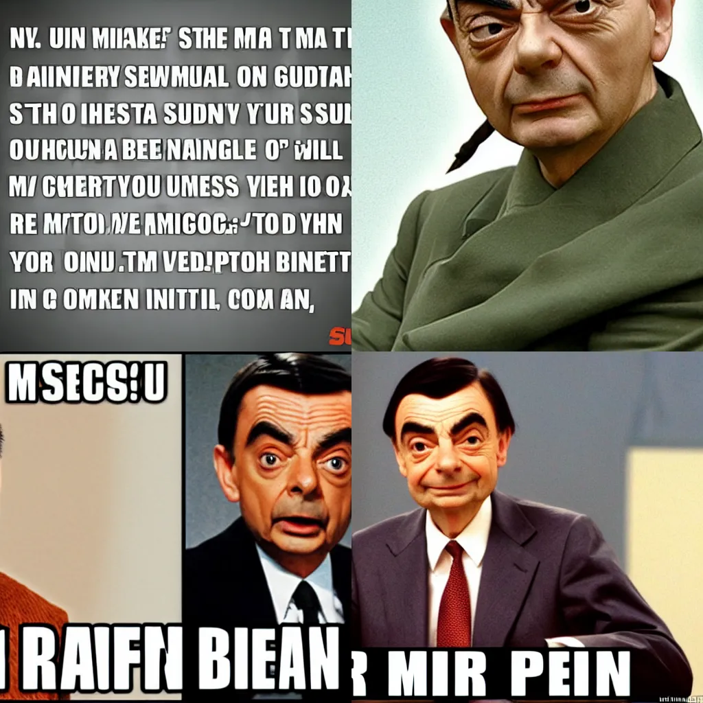 Prompt: sun tzu meme but it is mr bean