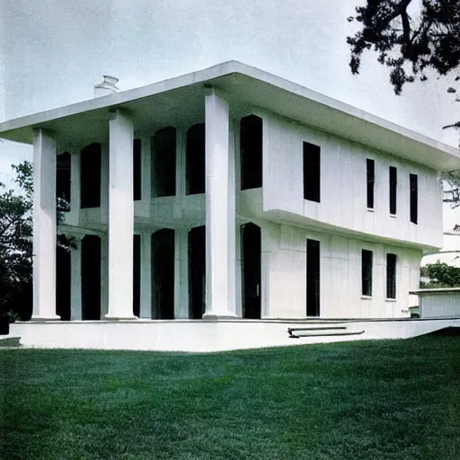 Image similar to “ the white house as a 1 9 5 0's mid century modern home ”