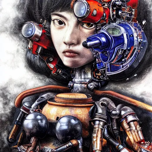 Image similar to 8 k uhd, detailed portrait, high dynamic range, by katsuhiro otomo : ( background = varnished oil paint on black background with pastel paint splashes in background ) + ( subject = queen baroque expressionist cyborg machine goddess + subject detail = very detailed ) painted on a car