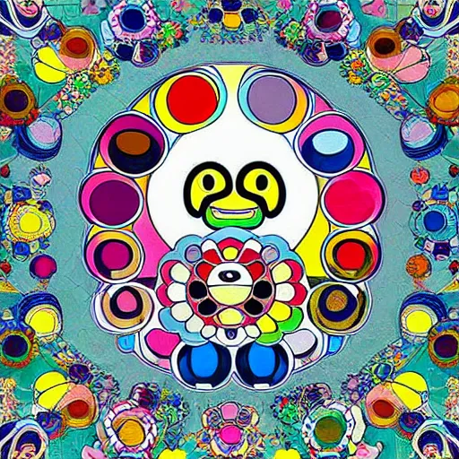 Prompt: interior design inspired by Takashi Murakami