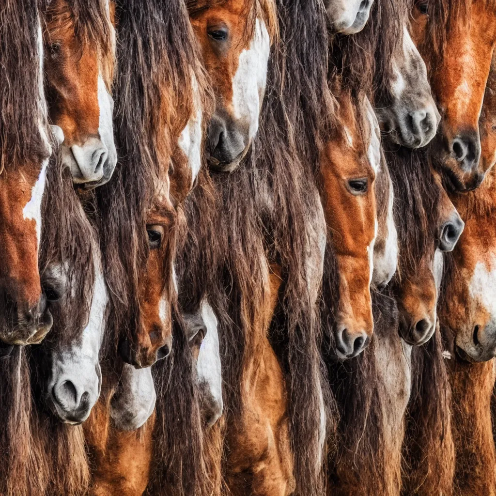 Prompt: a close up of a wall made of multiple horses, a photo by fred a. precht, shutterstock contest winner, dye - transfer, ultrafine detail, uhd image