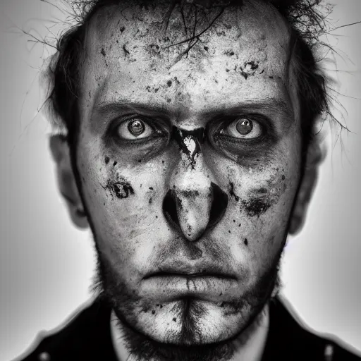 Image similar to closeup portrait of andrey karr, art photography, weird, spooky photos, horror, sigma 5 0 mm, f 1. 8, insane details, hyper realistic, 8 k, full figure poster, volumetric lighting, very detailed face, 4 k, award winning